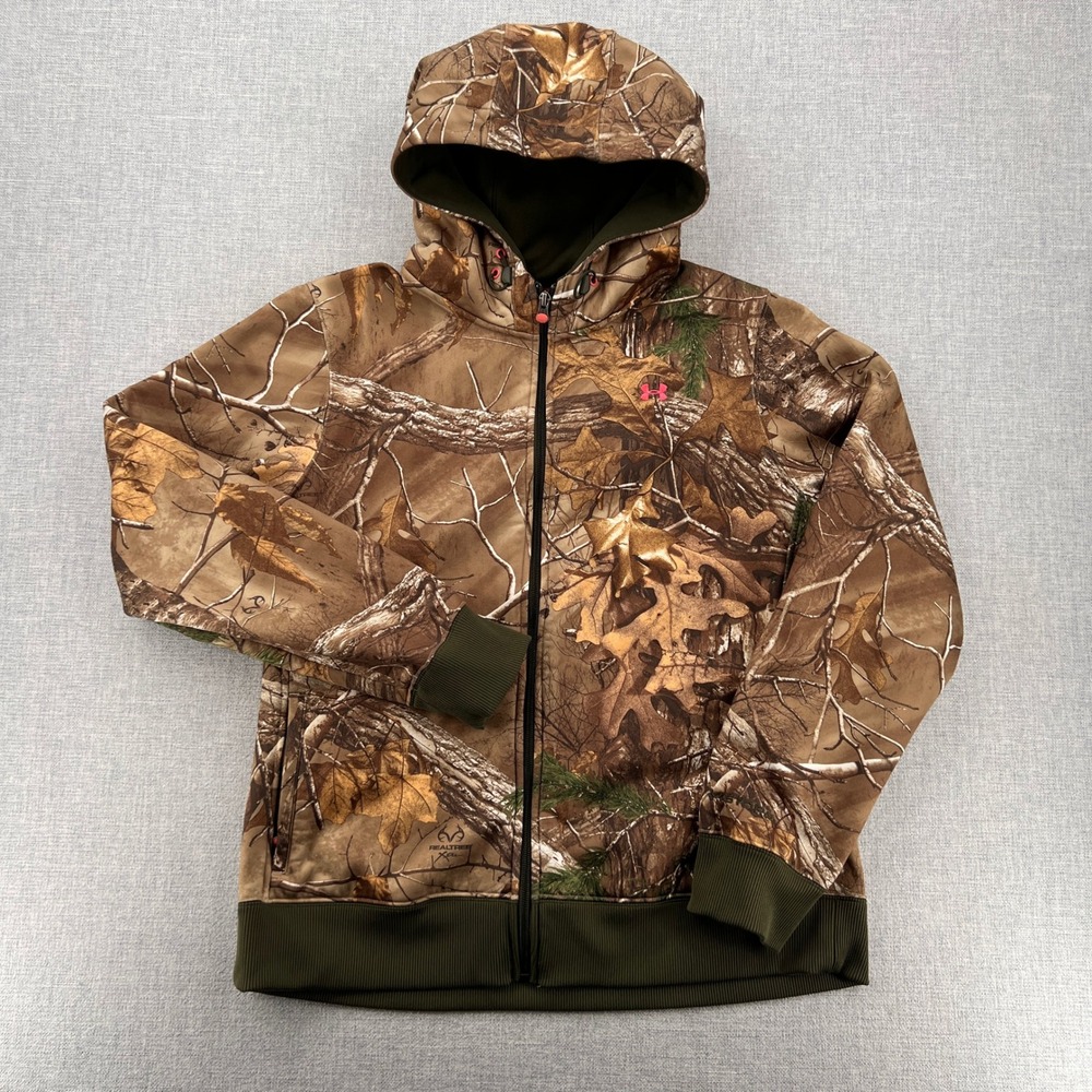 Under Armour‎ Realtree Camo Hoodie Womens XL Full Zip Fleece Lined Hunting